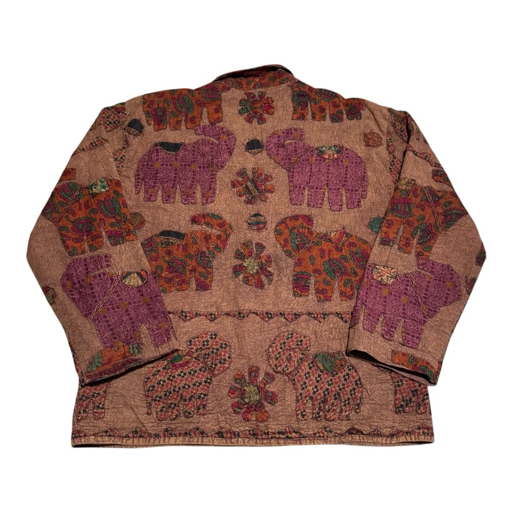 Vintage Orvis 100% Cotton Multicolor‎ Elephant Print Jacket Women's Medium - Picture 3 of 5